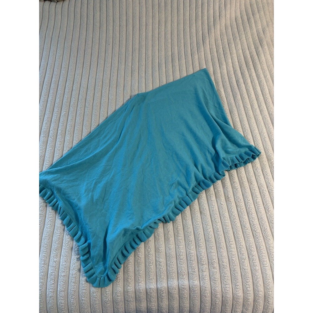 Alashan Cotton Cashmere Ruffle Edge Asymmetrical Poncho Womens One Size sea blue